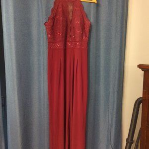 Burgundy jumper with lace and sequin detail size 14